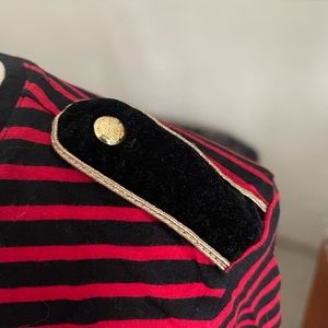 Ralph Lauren red & black stripe long sleeve tee sz small petite.